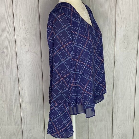 Lauren Conrad Sheer Layered Blue Blouse - Picture 2 of 3